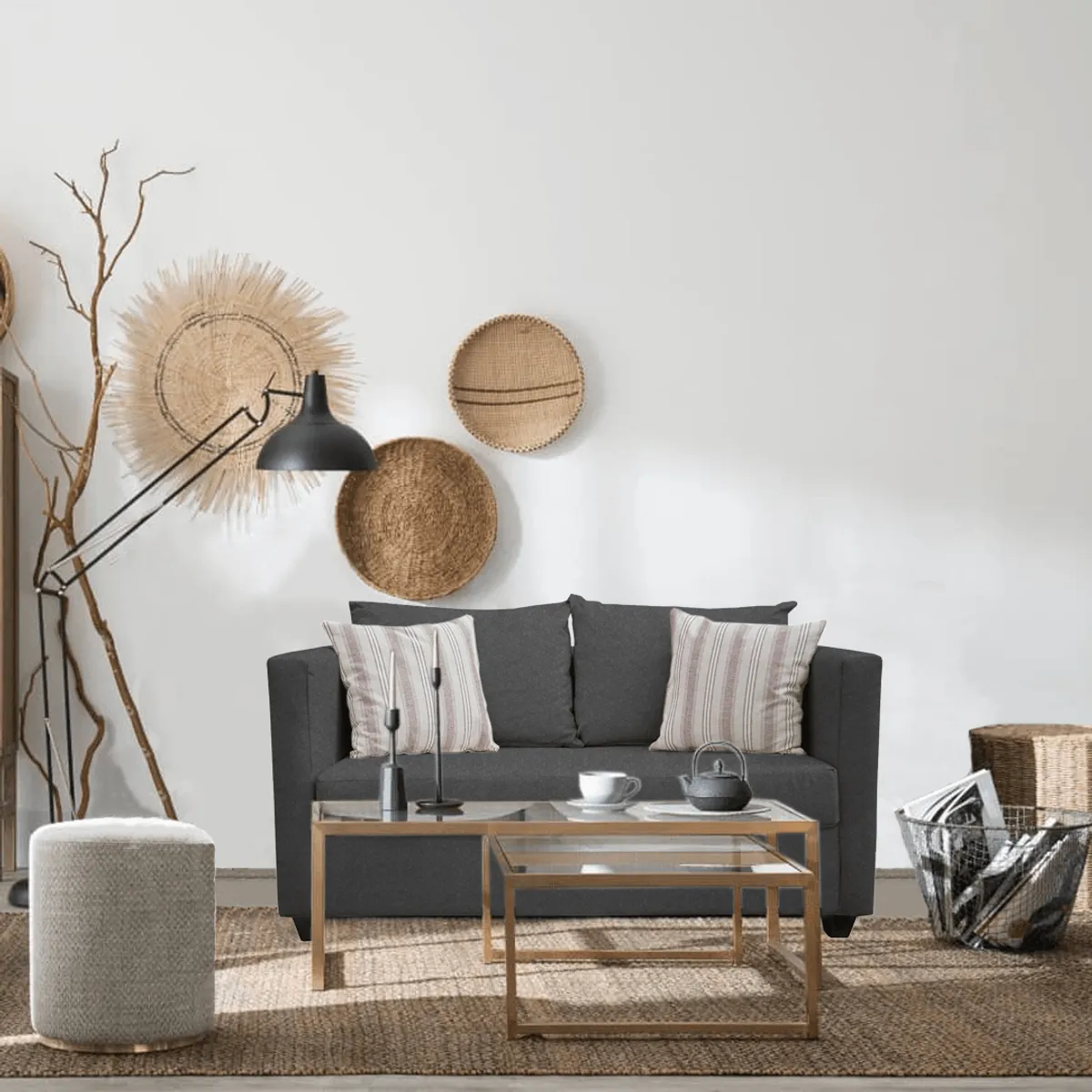 CASA WOW DECO - SOFA DANTE 2 CUERPOS GRIS