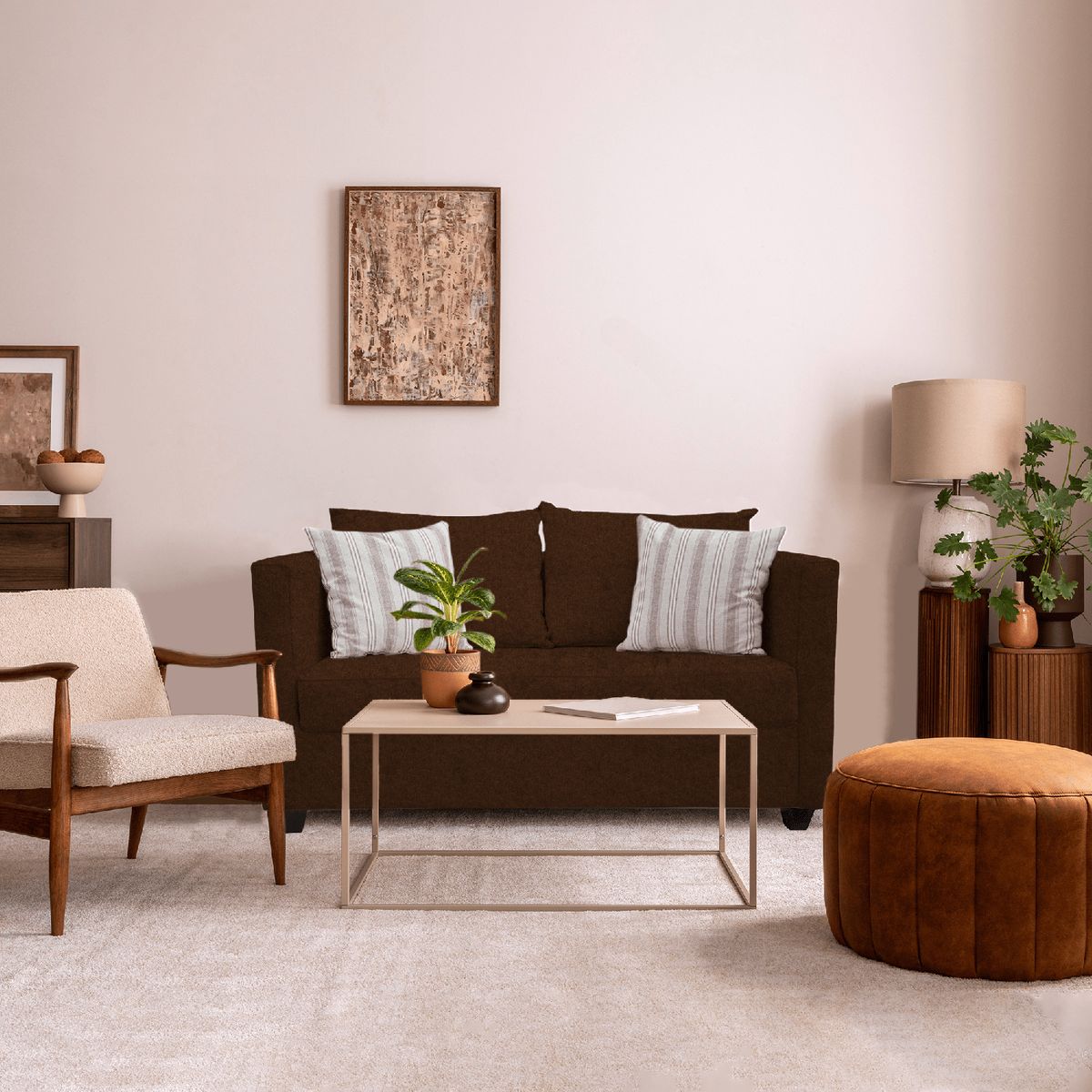 CASA WOW DECO - SOFA DANTE 2 CUERPOS CAFÉ