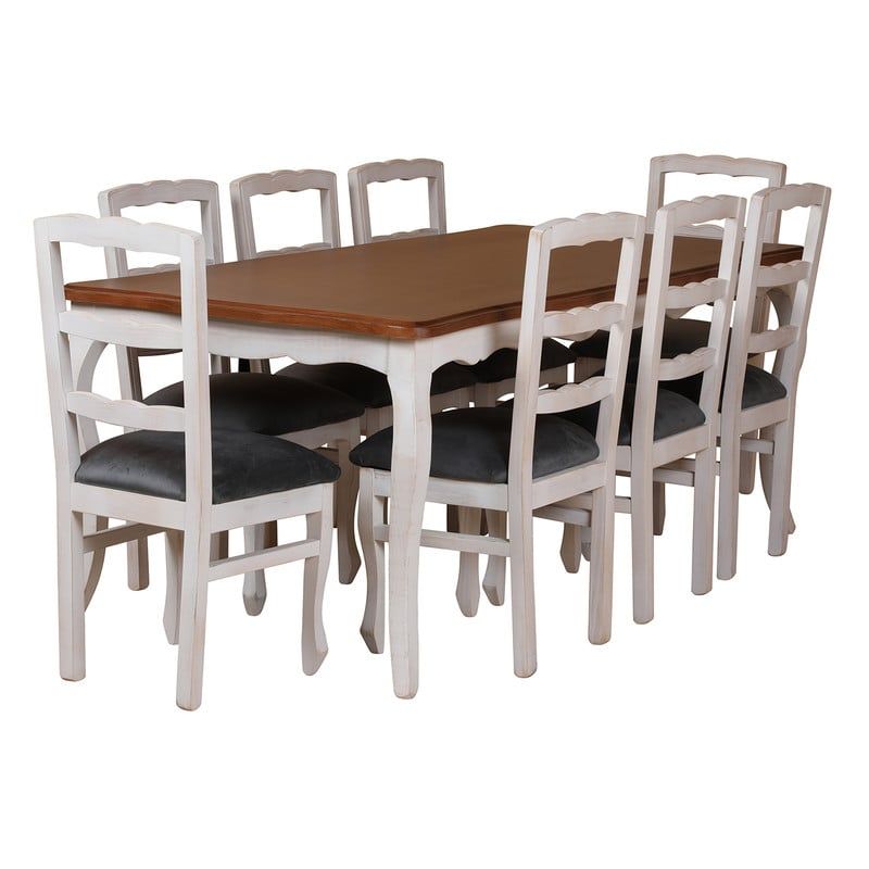 MUEBLES NATIVA - Comedor Normando 100x200 tapiz Gris miel