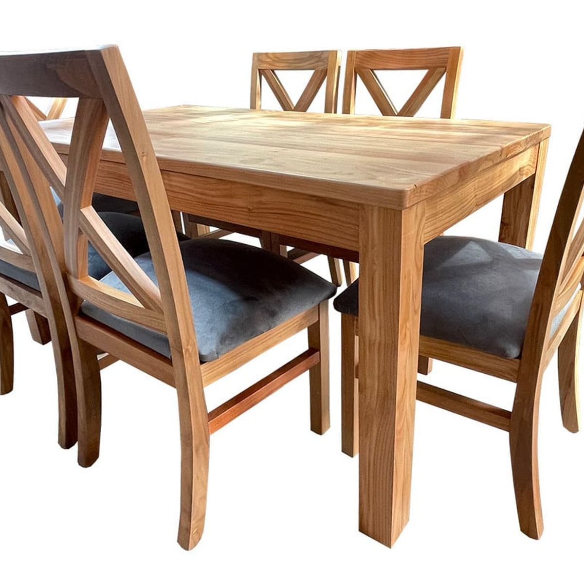 MUEBLES NATIVA - Comedor 90x160 Nativo 6 sillas cruz gris