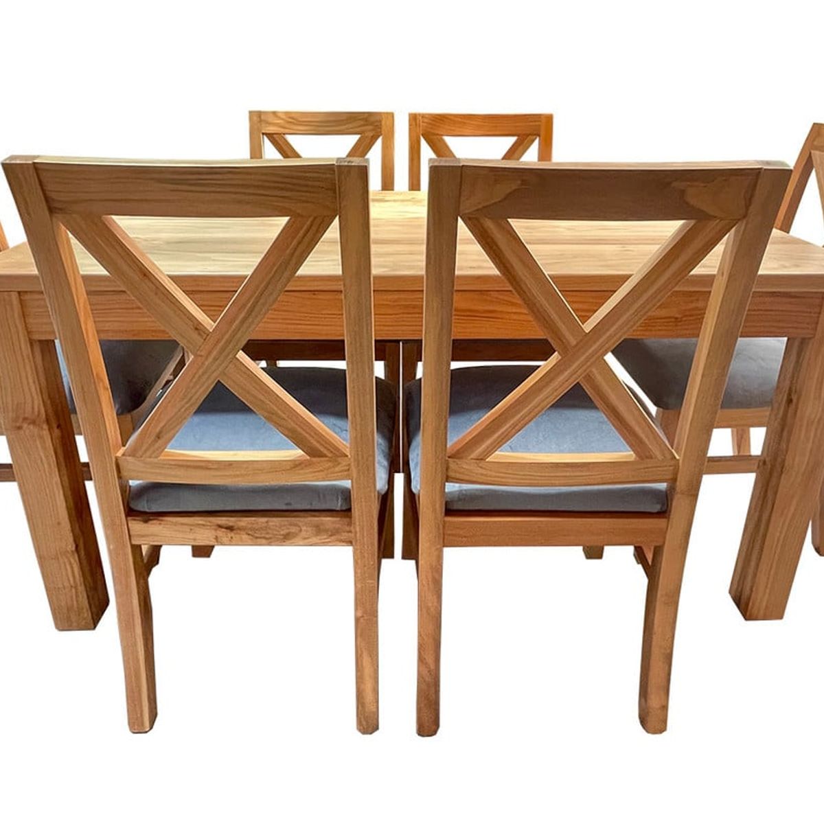 MUEBLES NATIVA - Comedor 90x160 Nativo 6 sillas cruz gris