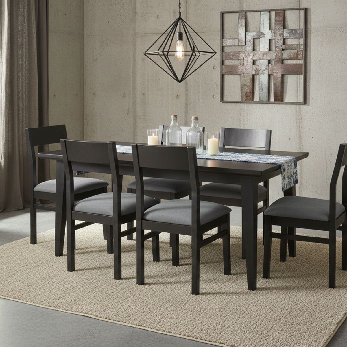 MUEBLES NATIVA - Comedor vendetta negro tapiz gris