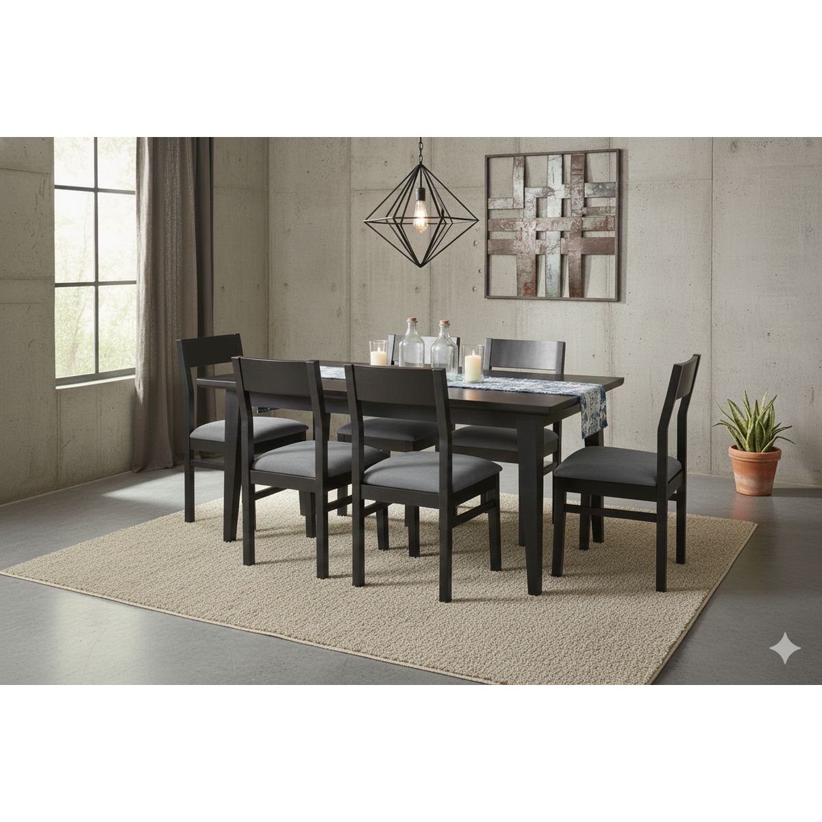 MUEBLES NATIVA - Comedor vendetta negro tapiz gris