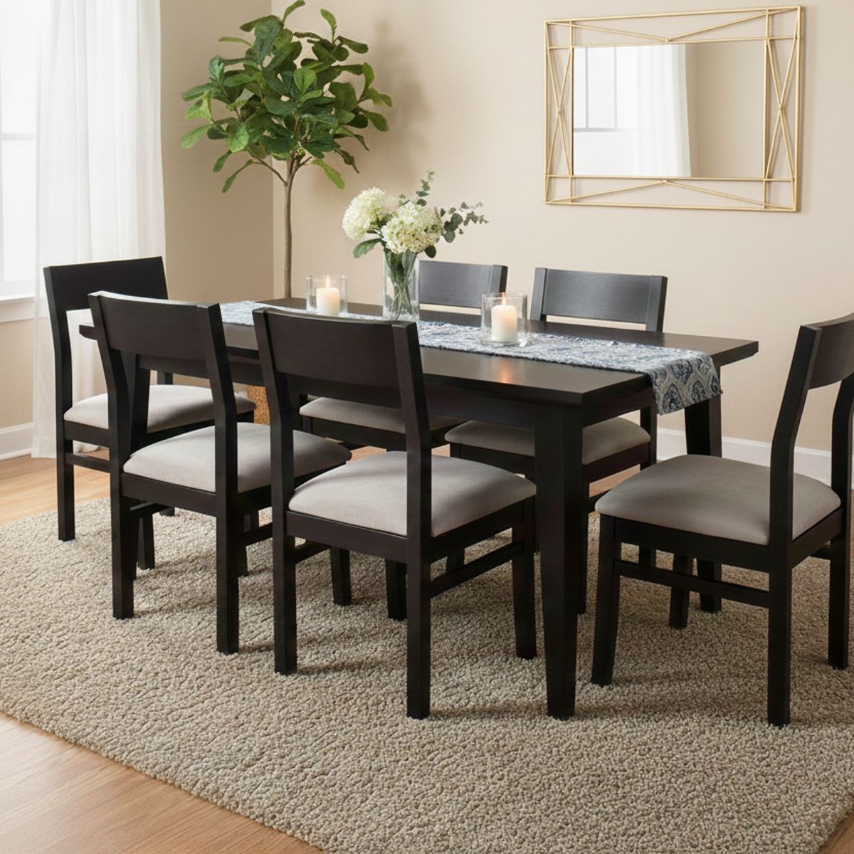 MUEBLES NATIVA - Comedor vendetta negro tapiz beige