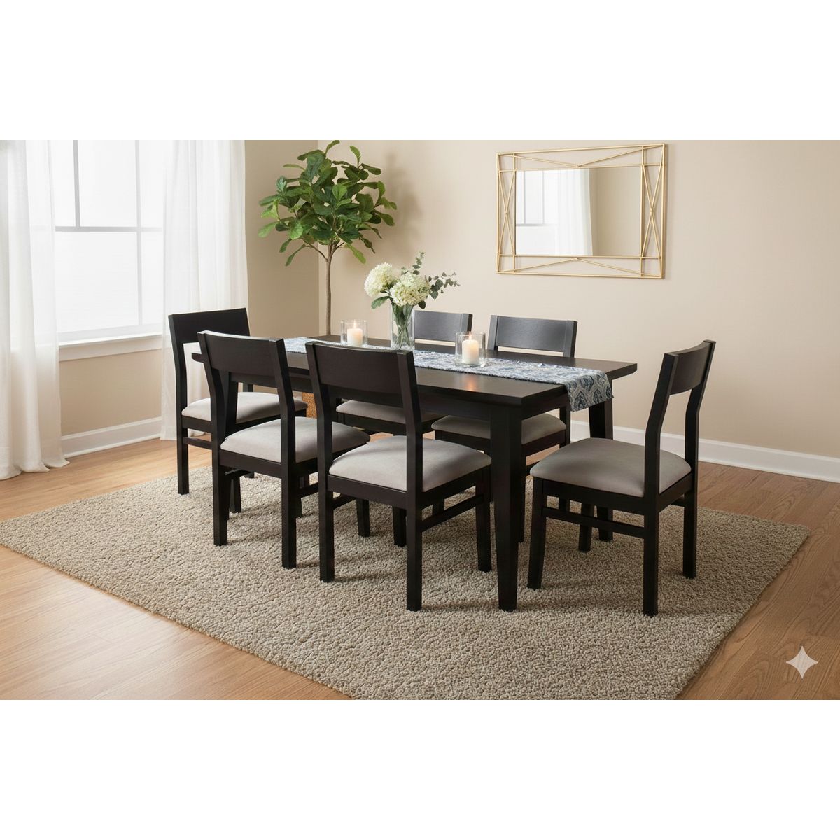 MUEBLES NATIVA - Comedor vendetta negro tapiz beige