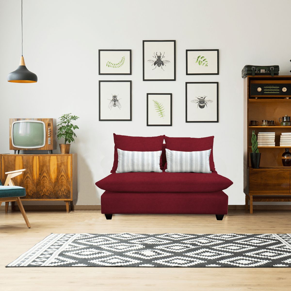 CASA WOW DECO - SOFA AMBAR 2 CUERPOS ROJO