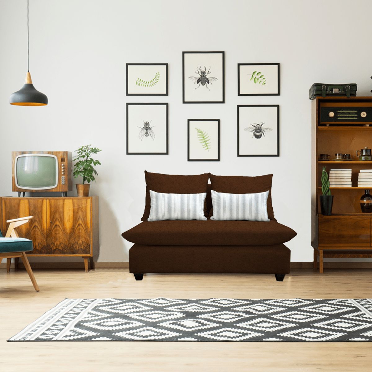 CASA WOW DECO - SOFA AMBAR 2 CUERPOS CAFÉ