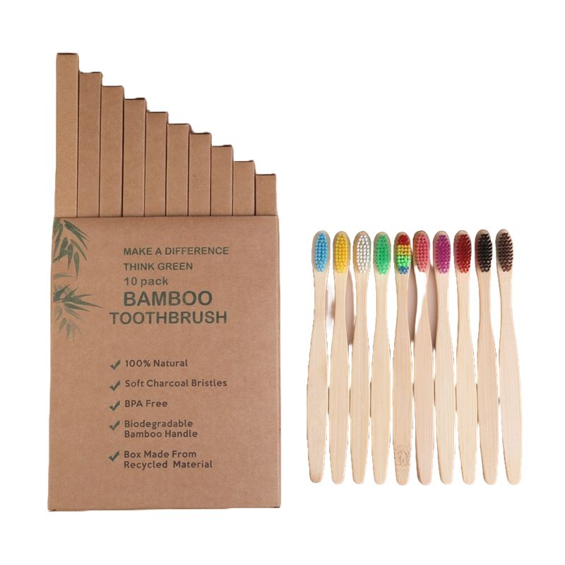 ATURE - 10 Cepillos De Dientes Bambú Ecológico Biodegradable Adulto