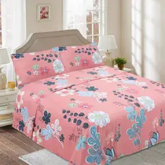 GENERICO - JUEGO DE SABANA CON DISEÑO FLOR ROSA 3 PIEZA 1.5 PLAZA FY