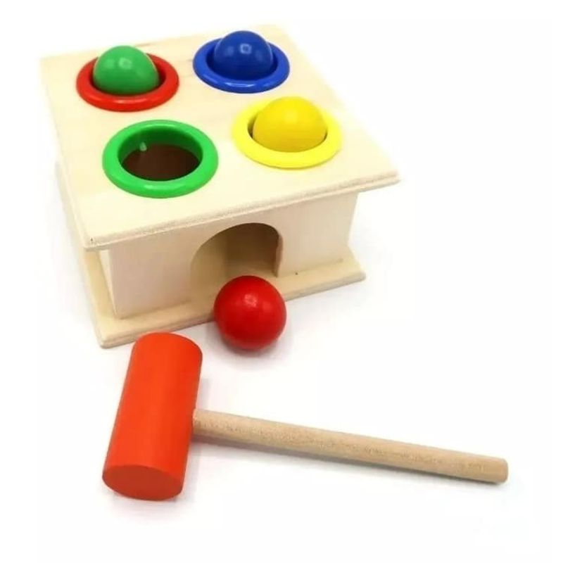 GENERICO - Juguete mini martillo didactico 11cm de madera
