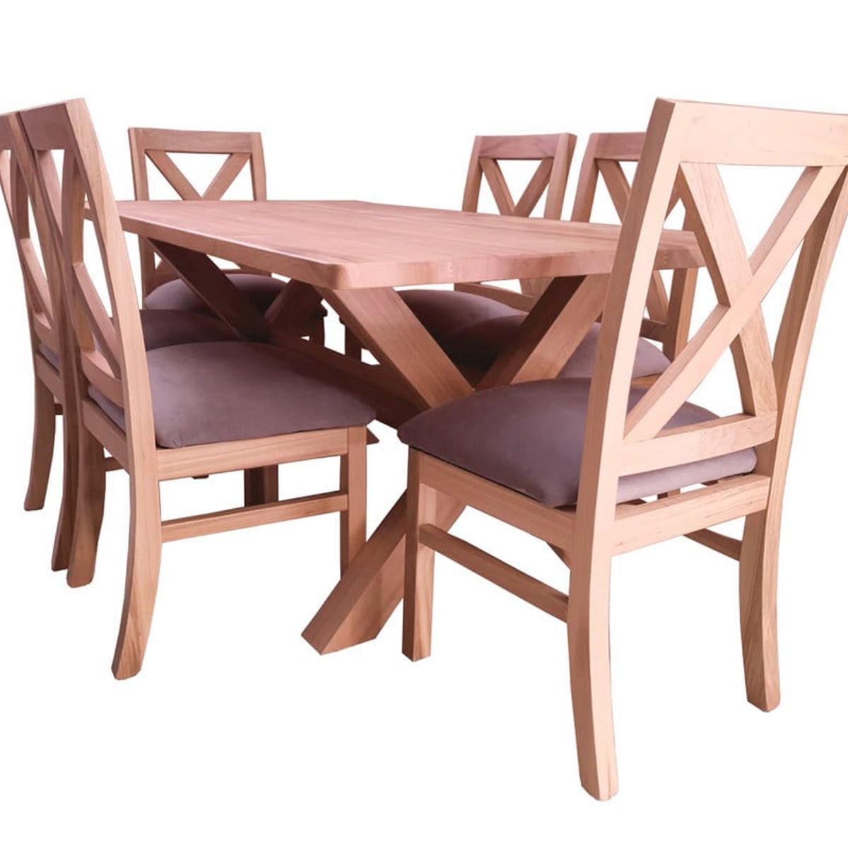 MUEBLES NATIVA - COMEDOR CRUZ 100x180 SILLA CRUZ 6 GRIS