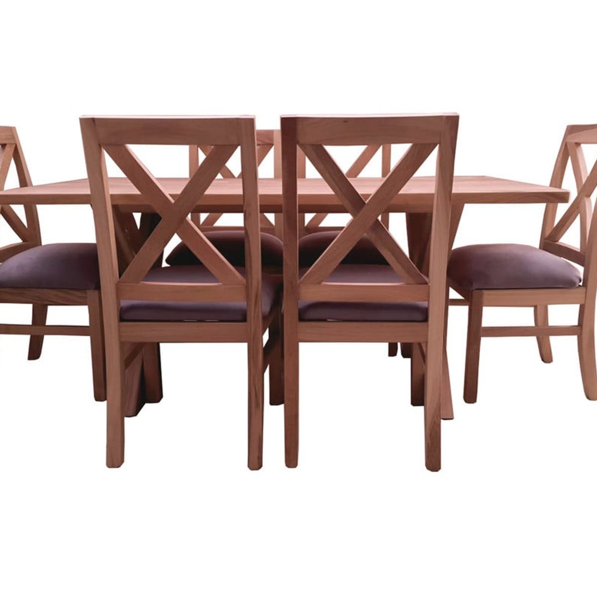 MUEBLES NATIVA - COMEDOR CRUZ 100x180 SILLA CRUZ 6 GRIS