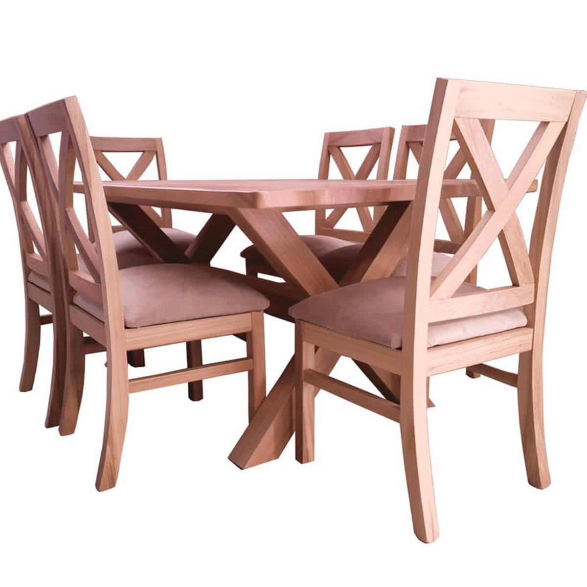 MUEBLES NATIVA - comedor cruz 100x180 silla cruz 6 beige