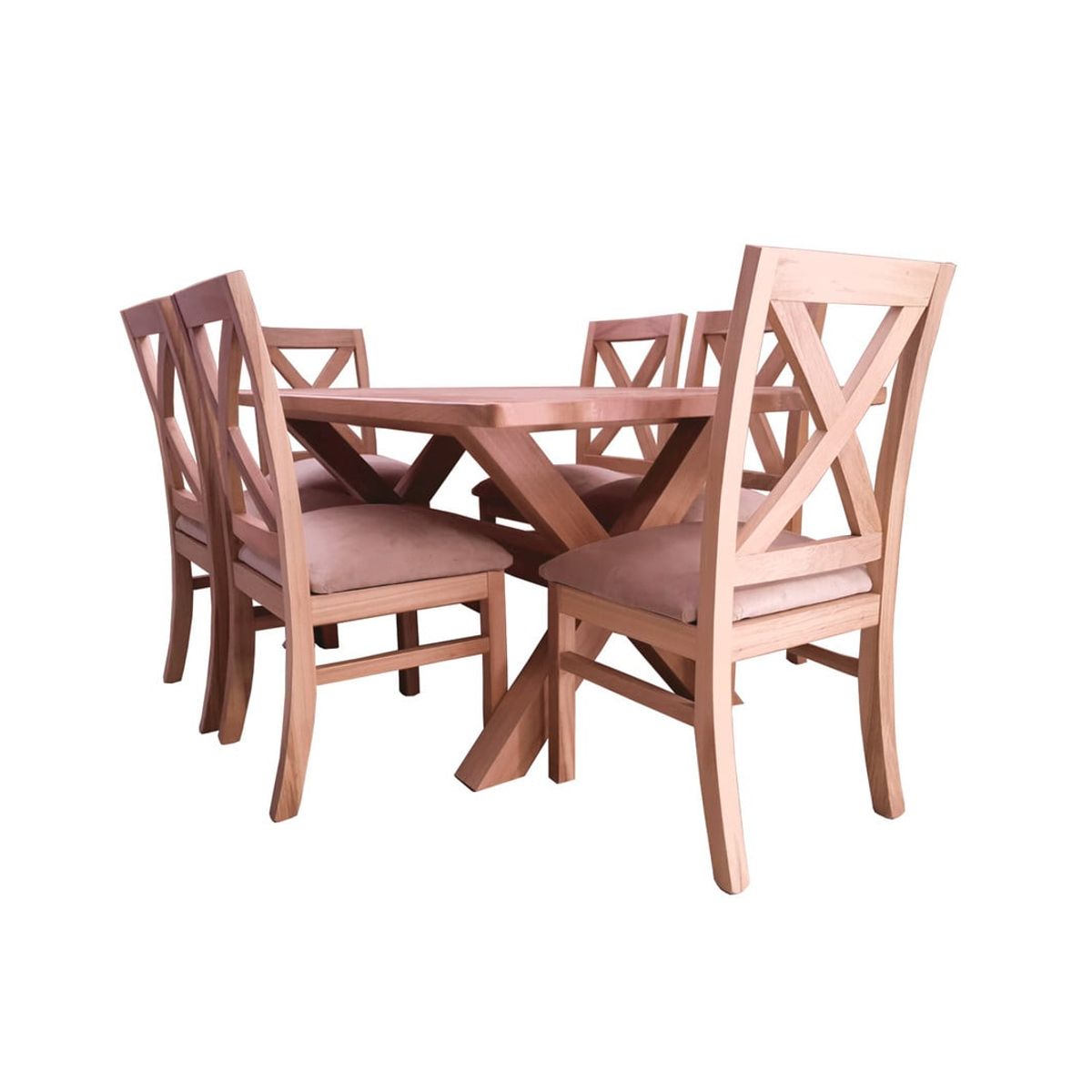 MUEBLES NATIVA - comedor cruz 100x180 silla cruz 6 beige