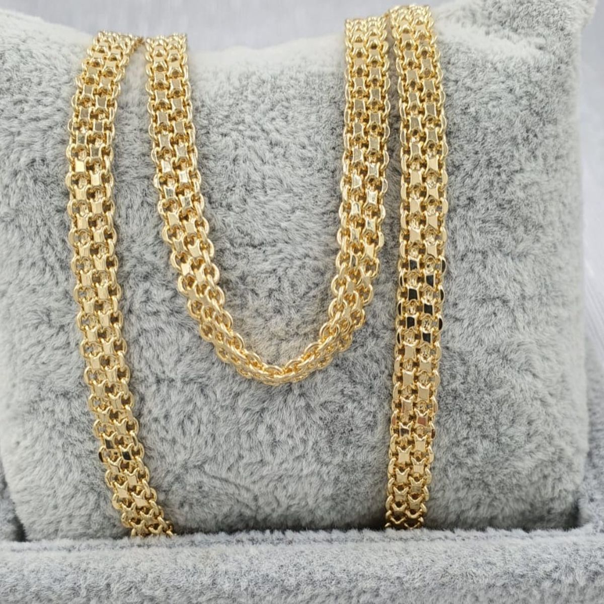 GENERICO - Cadena Tejido Chino Doble Carril Oro Laminado 18k 65cm