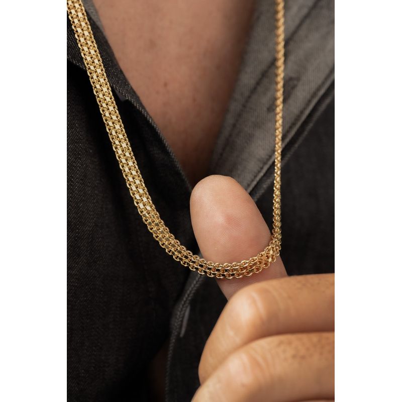 GENERICO - Cadena Tejido Chino Doble Carril Oro Laminado 18k 65cm