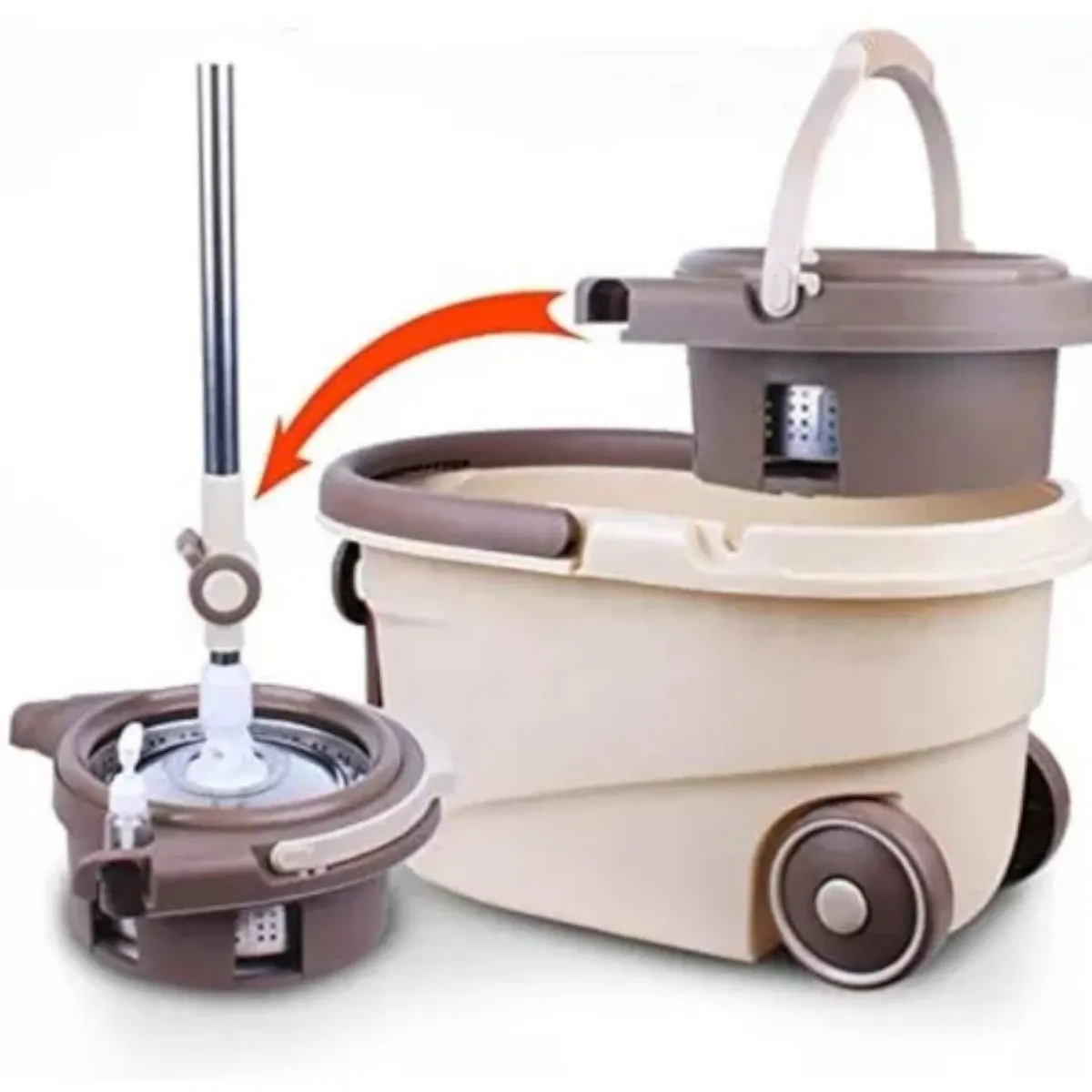 GENERICO - Mopa Trapeador Giratoria 360 Cetrifugadora Acero Removible