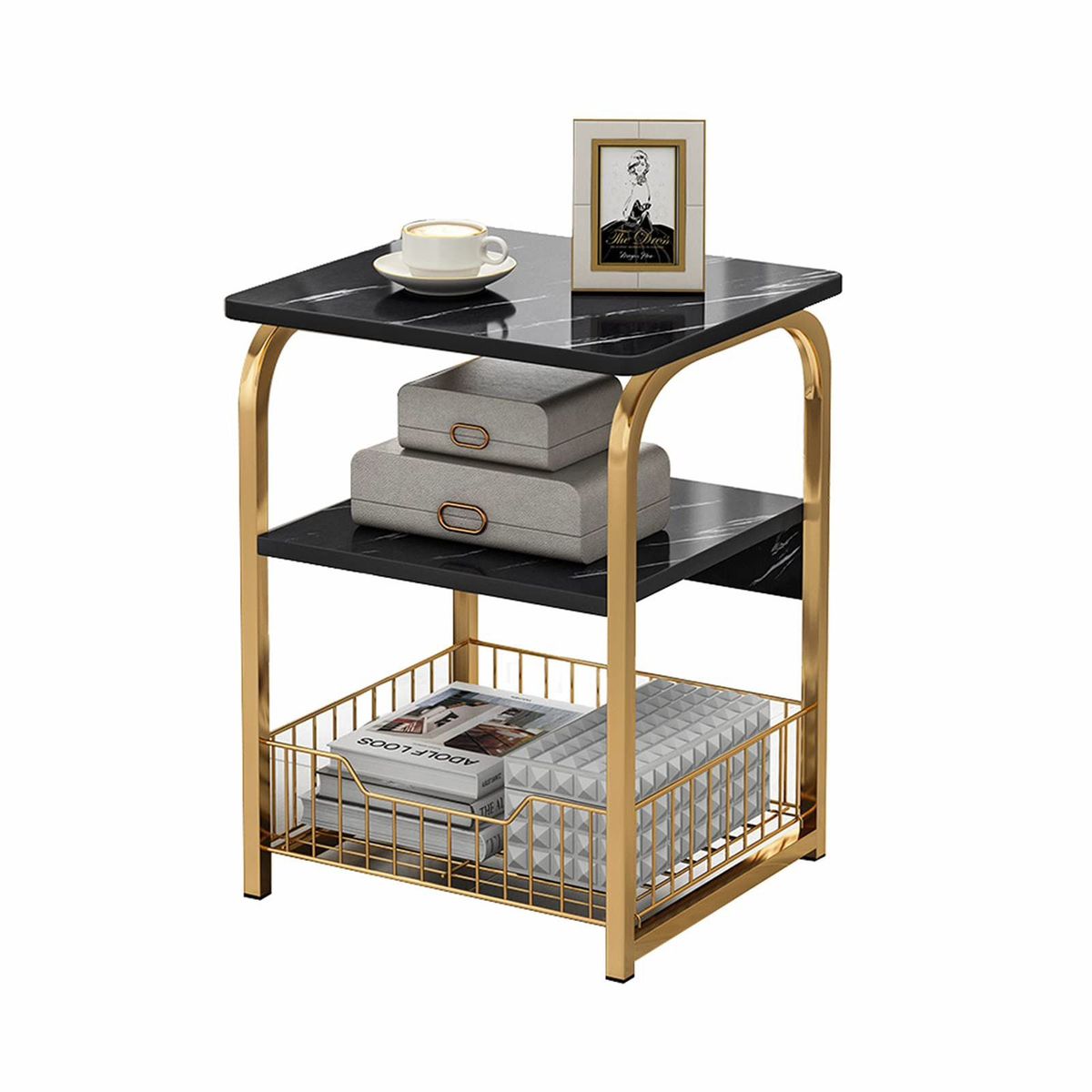 GENERICO - Mesa Auxiliar Multifuncional Con Estante De Almacenamiento