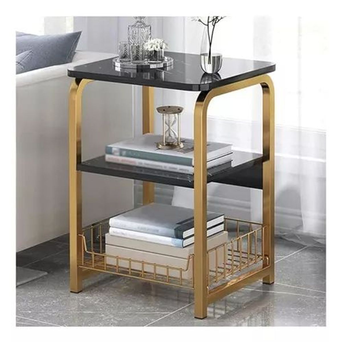 GENERICO - Mesa Auxiliar Multifuncional Con Estante De Almacenamiento