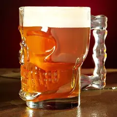 CRISTAR - Set 2 Vaso Cervecero Calavera Shopero Chopero Vidrio 480 Cc