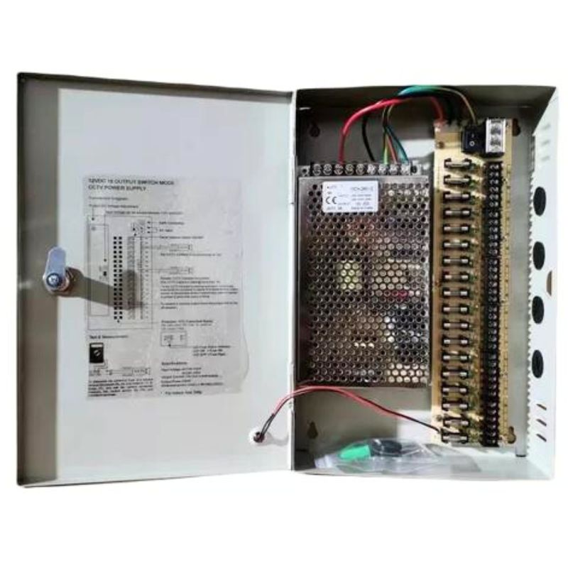 GENERICO - Fuente De Poder 12v 20 Amp Cctv Gabinete Y Distribucion X18 Salidas