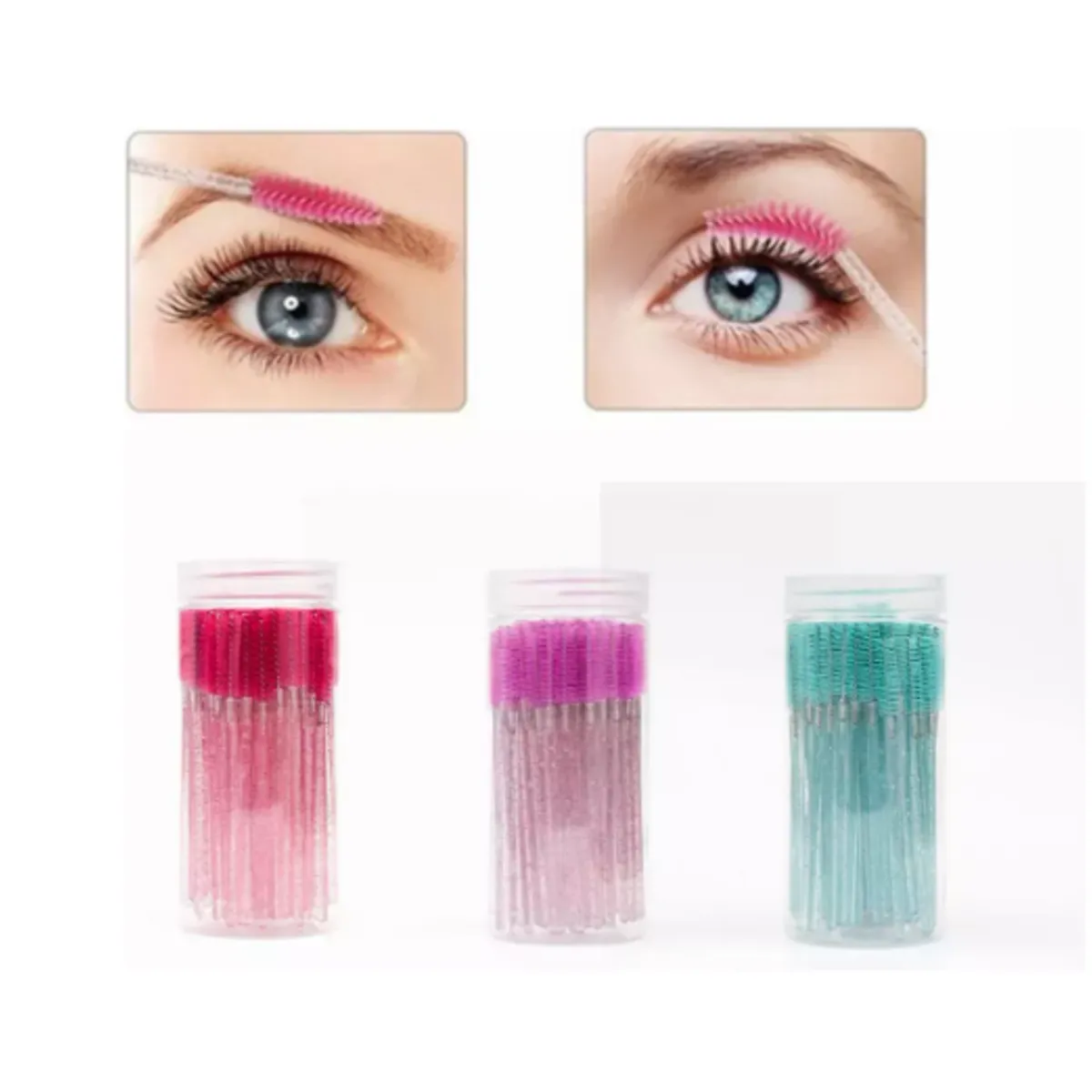 GENERICO - Set 100 Cepillos Desechable Para Cejas Y Pestañas Extensión CELESTE