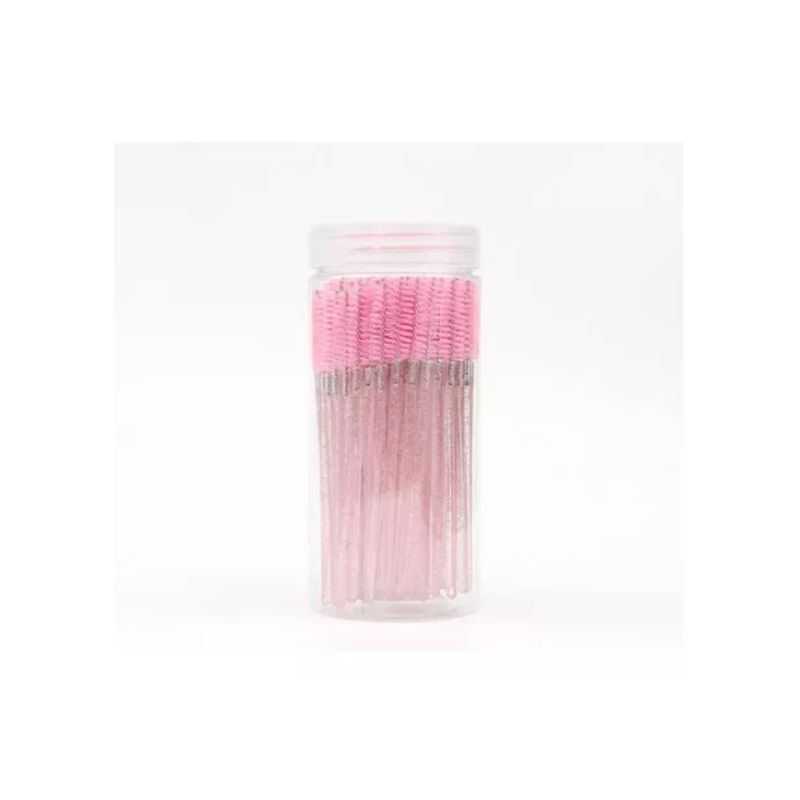 GENERICO - Set 100 Cepillos Desechable Para Cejas Y Pestañas Extensión ROSA