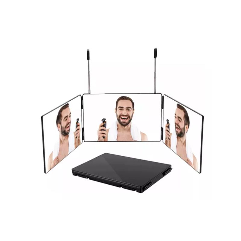 GENERICO - Espejo De 3 Vías De Corte De Pelo Triple De 360° Con Ganchos