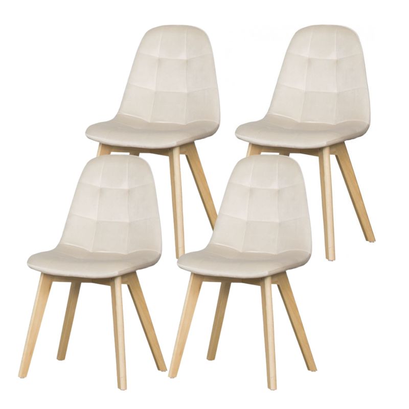 GENERICO - Comedor Capitoné X Terciopelo Beige - 4 puestos