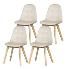 GENERICO - Comedor Capitoné X Terciopelo Beige - 4 puestos