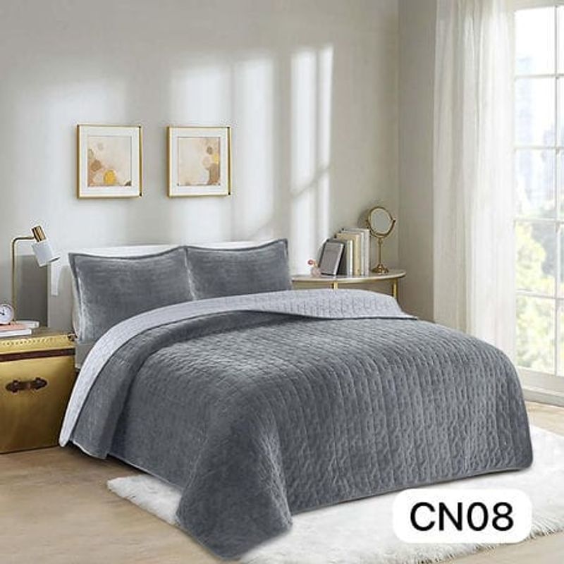 GENERICO - Quilt de Verano con Plush King Color Gris CN08