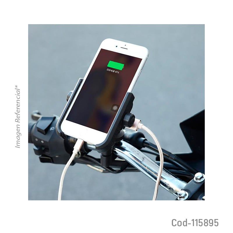 GENERICO - Porta teléfono Smartphone Metálico Para Moto negro