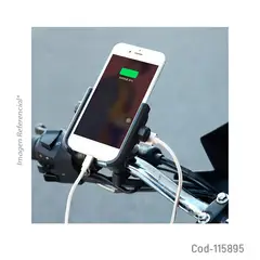 GENERICO - Porta teléfono Smartphone Metálico Para Moto negro