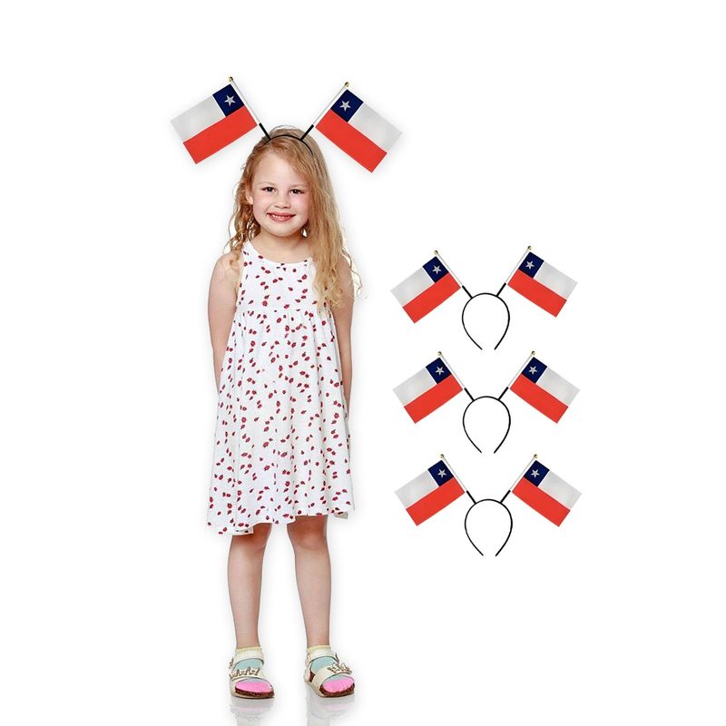 UTILISIMO - Pack 3 Diadema Cintillo Con Banderas De Chile Fechas Patrias