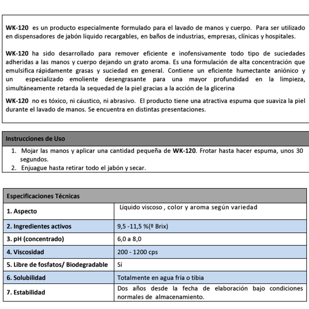 WINKLER - JABÓN LÍQUIDO PARA MANOS  WK-120