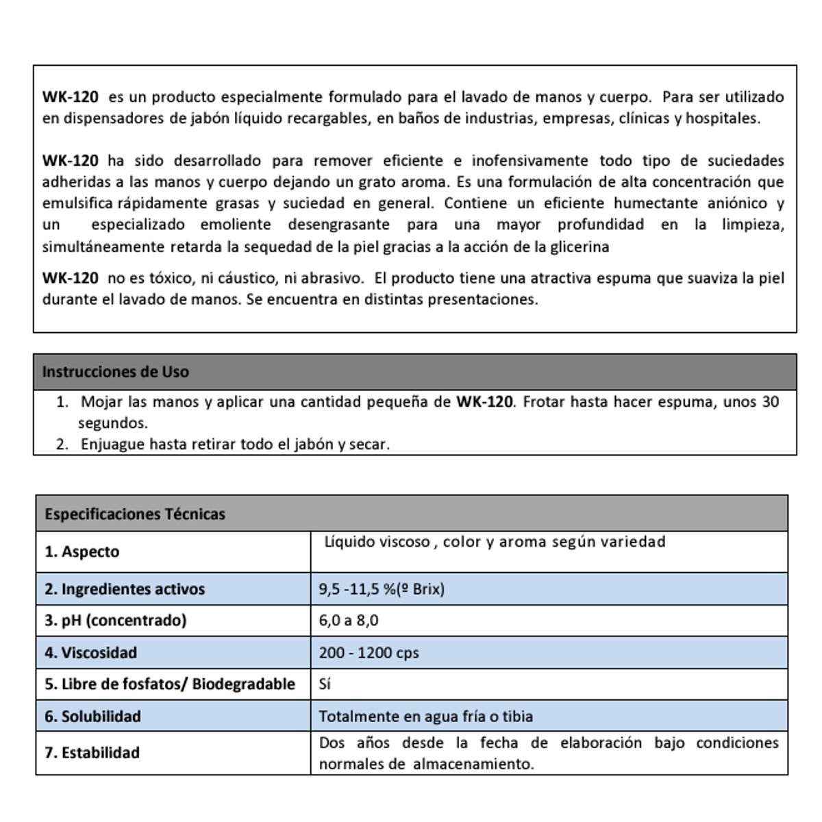 WINKLER - JABÓN LÍQUIDO PARA MANOS  WK-120
