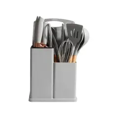 IMPORTCLICK - Set 19 Utensilios Cocina Silicona Acero Inoxidable Gris