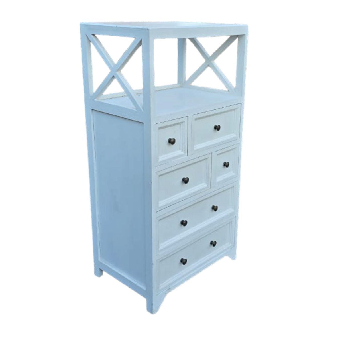 GENERICO - MUEBLE MADERA SHABBY CHIC BLANCO CON 6 CAJONES