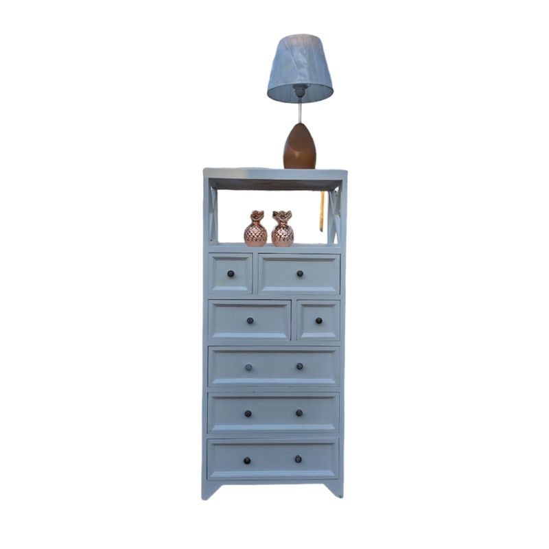 GENERICO - MUEBLE MADERA BLANCO SHABBY CHIC 7 CAJONES