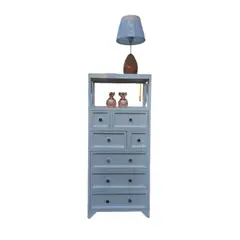 GENERICO - MUEBLE MADERA BLANCO SHABBY CHIC 7 CAJONES