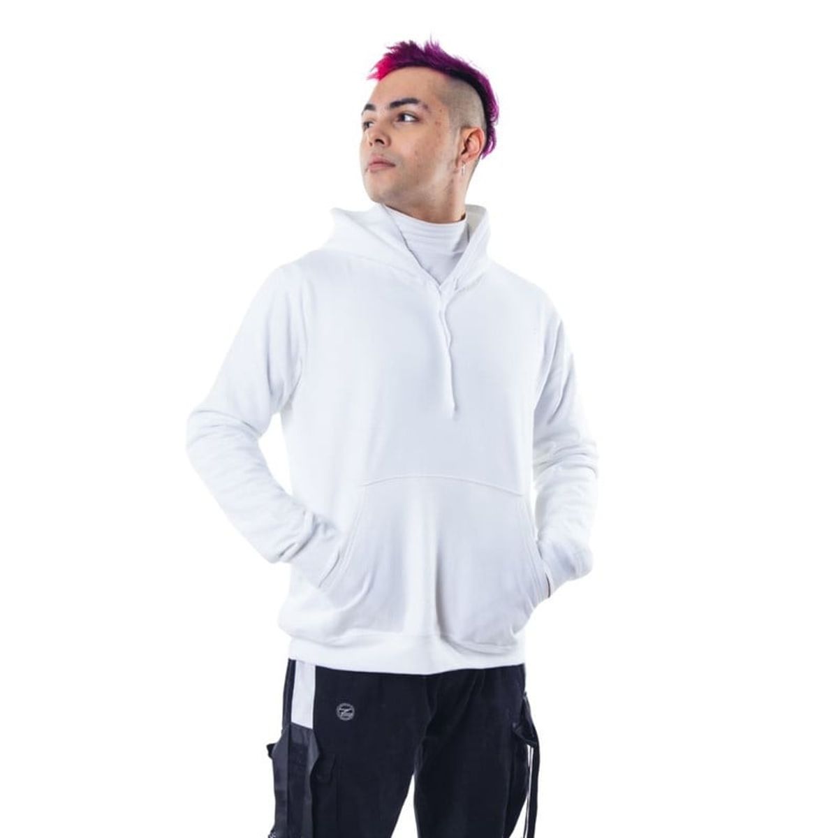 SM - Poleron Blanco Canguro Hombre Relaxed Fit Para Estampar SM