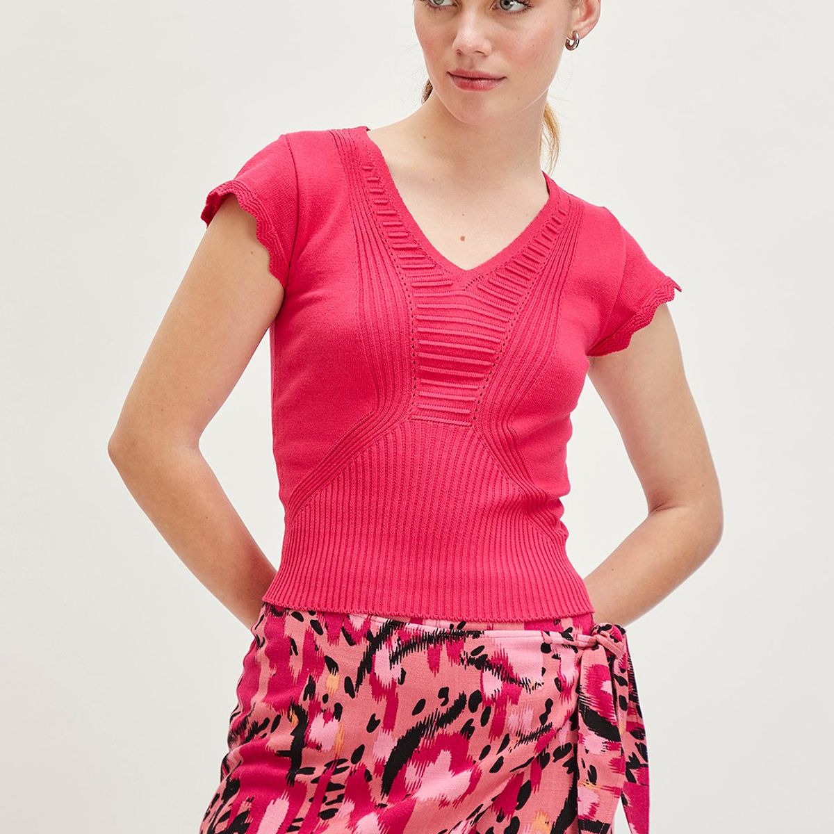 IO - Polera Manga Corta Fucsia Mujer Io