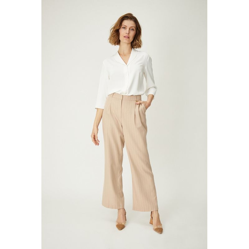 MA GRIFFE - Pantalon Liso Beige Magriffe