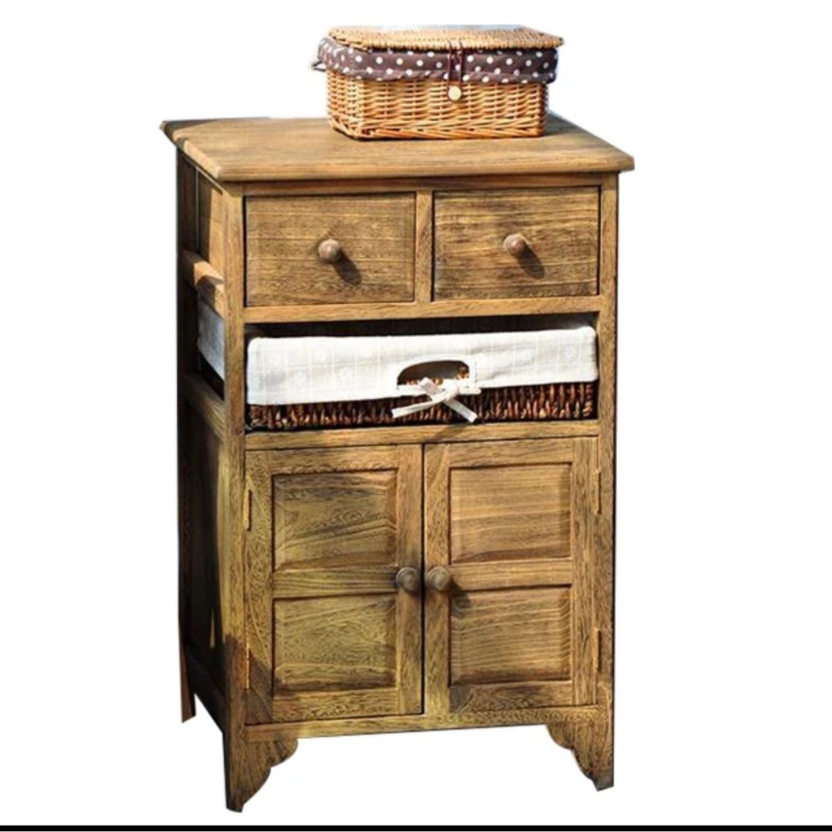 GENERICO - GABINETE MADERA CAFE CON DOS PUERTAS Y DOS CAJONES.