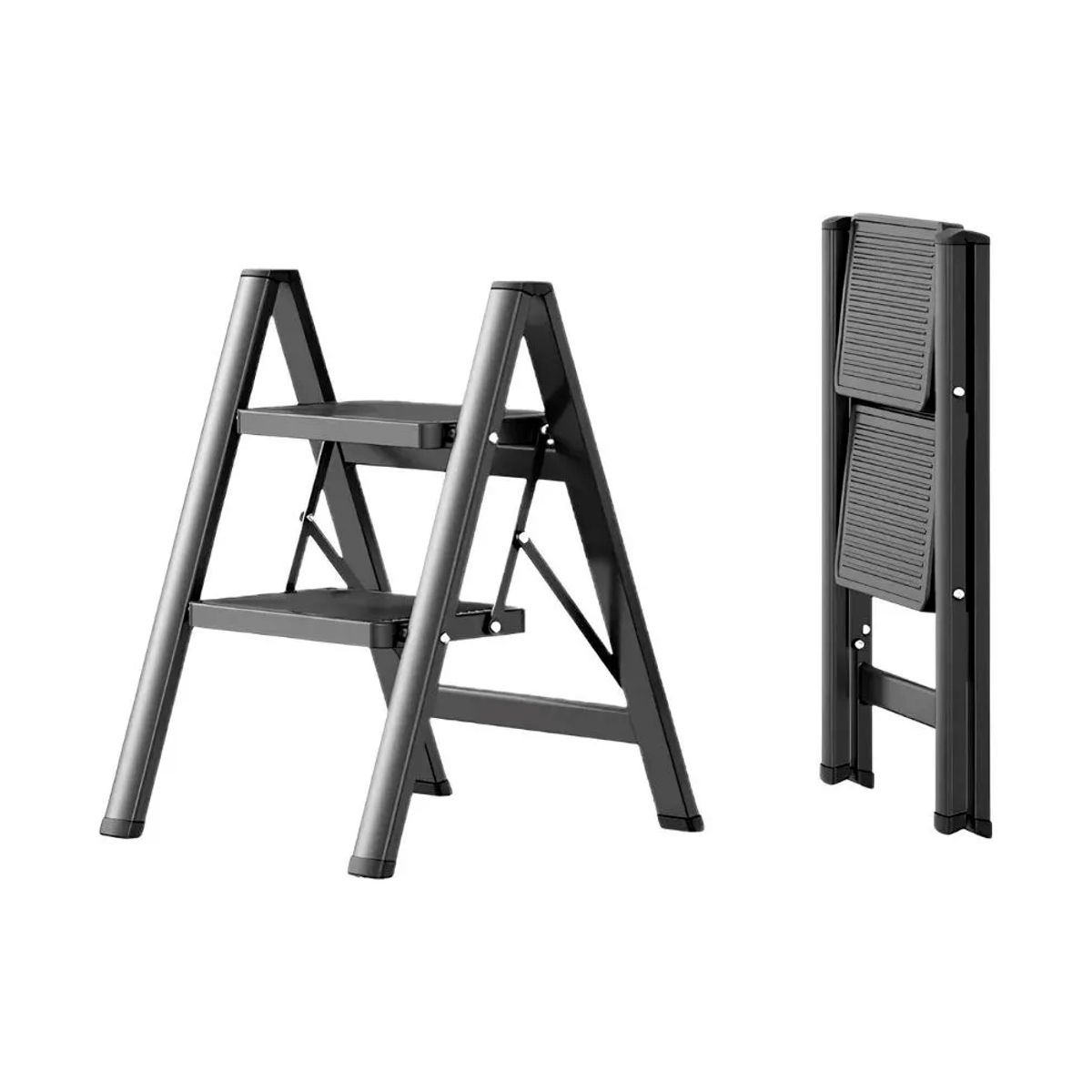 GENERICO - Escalera Plegable Ligera Acero 2 Escalones Capacidad 150kg