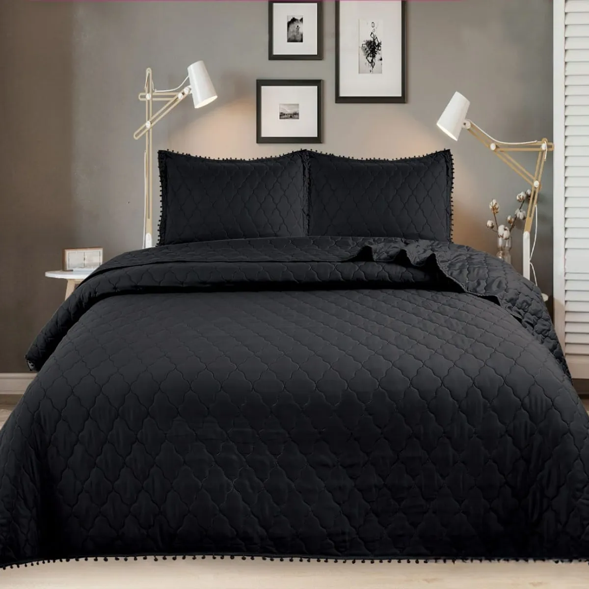 GENERICO - COBERTOR DE POMPONES 2 PLAZAS 100% ALGODON