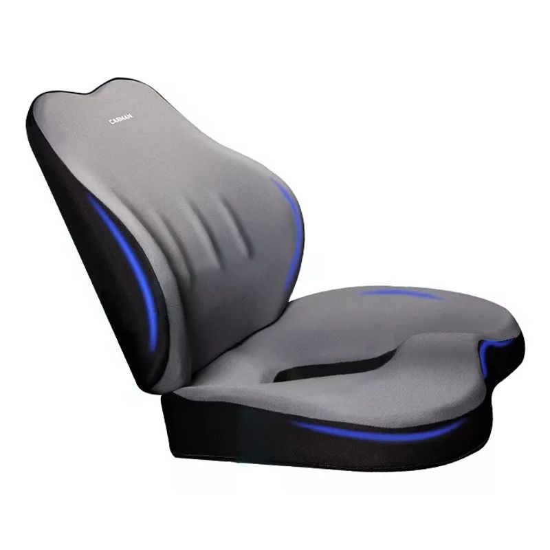 EVERSO - Cojín Asiento De Coche Oficina Y Almohada Soporte Lumbar Gris Oscuro