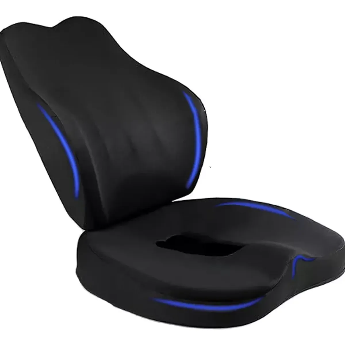 EVERSO - Cojín De Asiento De Coche Oficina Y Almohada De Soporte Lumbar Negro