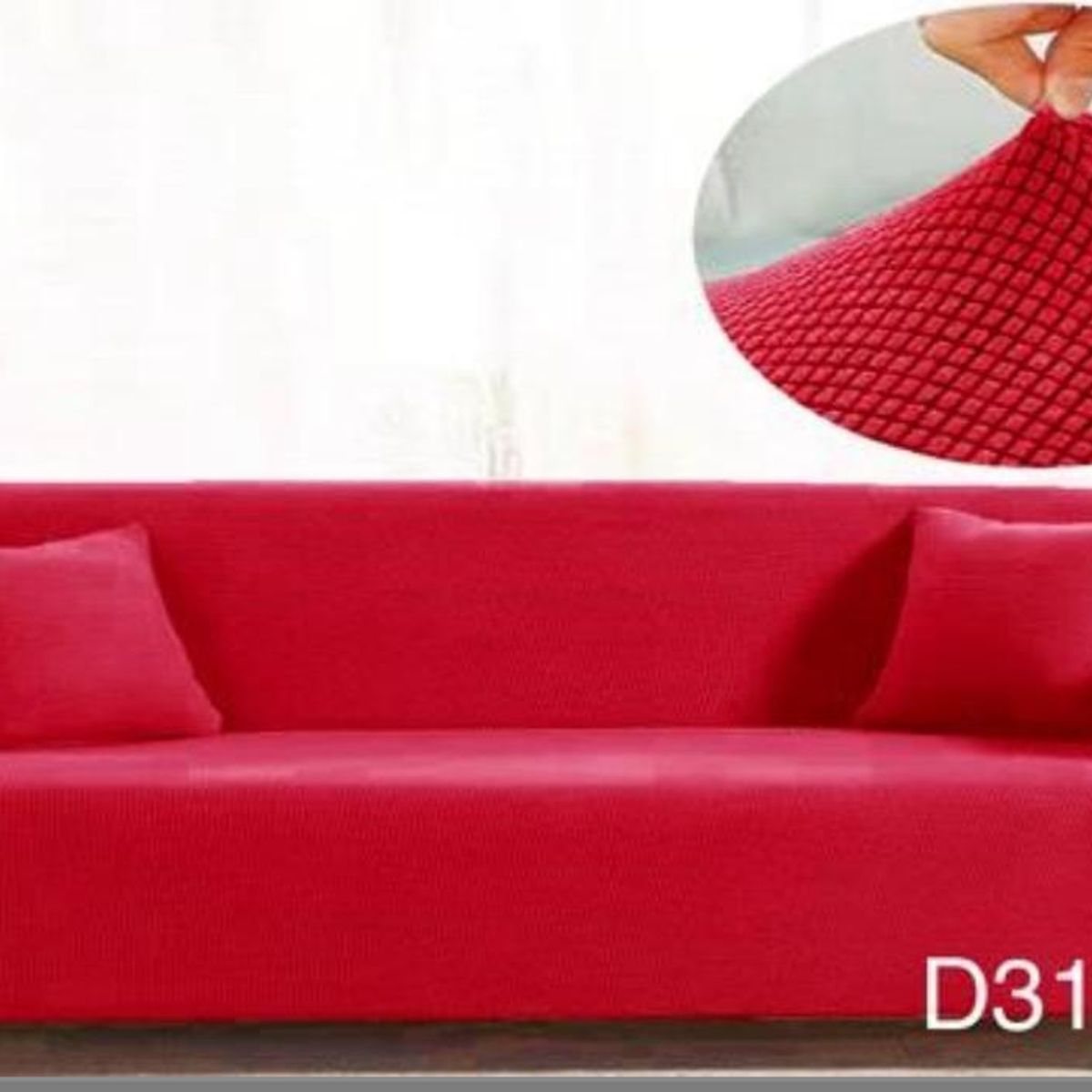 GENERICO - Funda de Sillon 3 Cuerpos Tela Cuadrille Elastica. Rojo D312