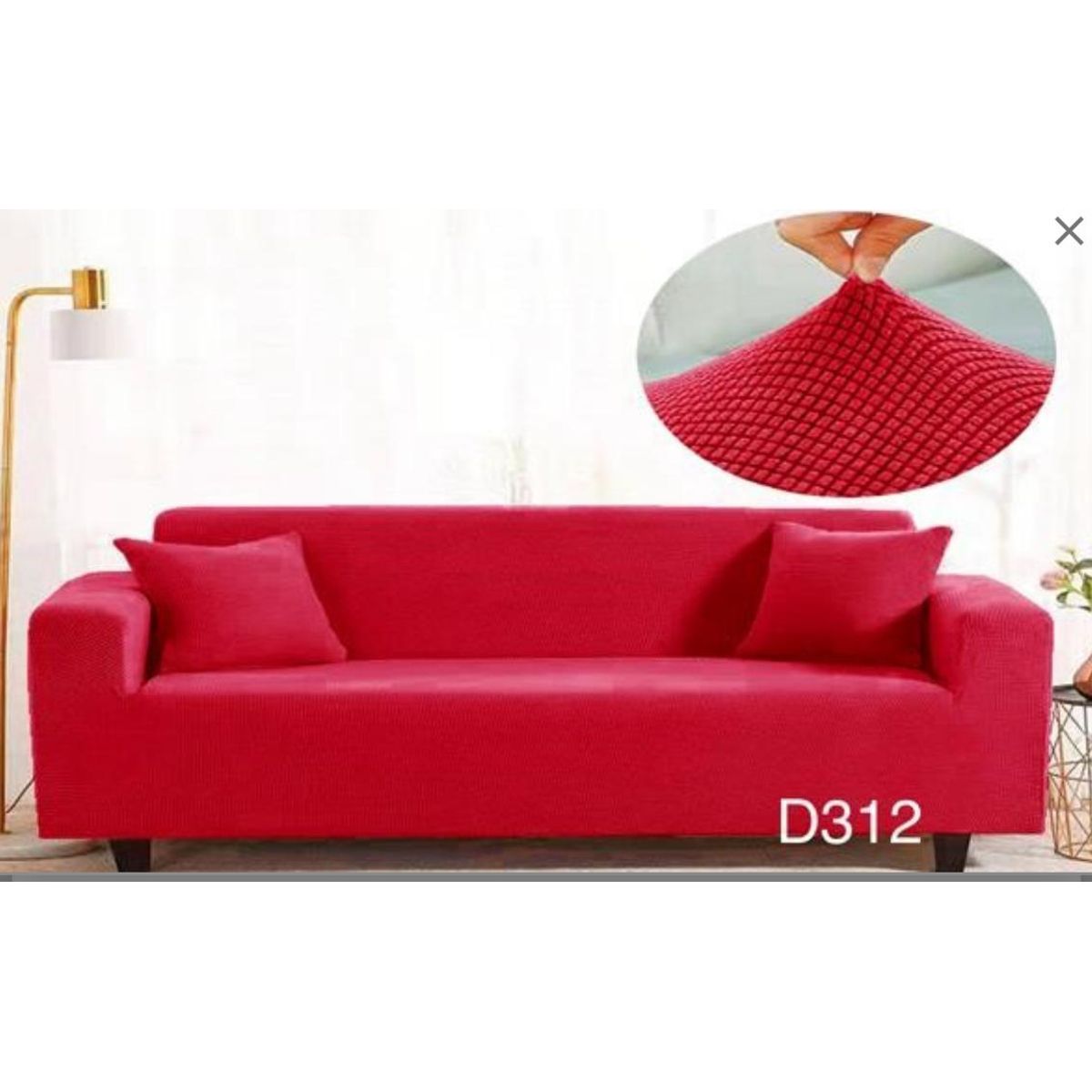 GENERICO - Funda de Sillon 3 Cuerpos Tela Cuadrille Elastica. Rojo D312